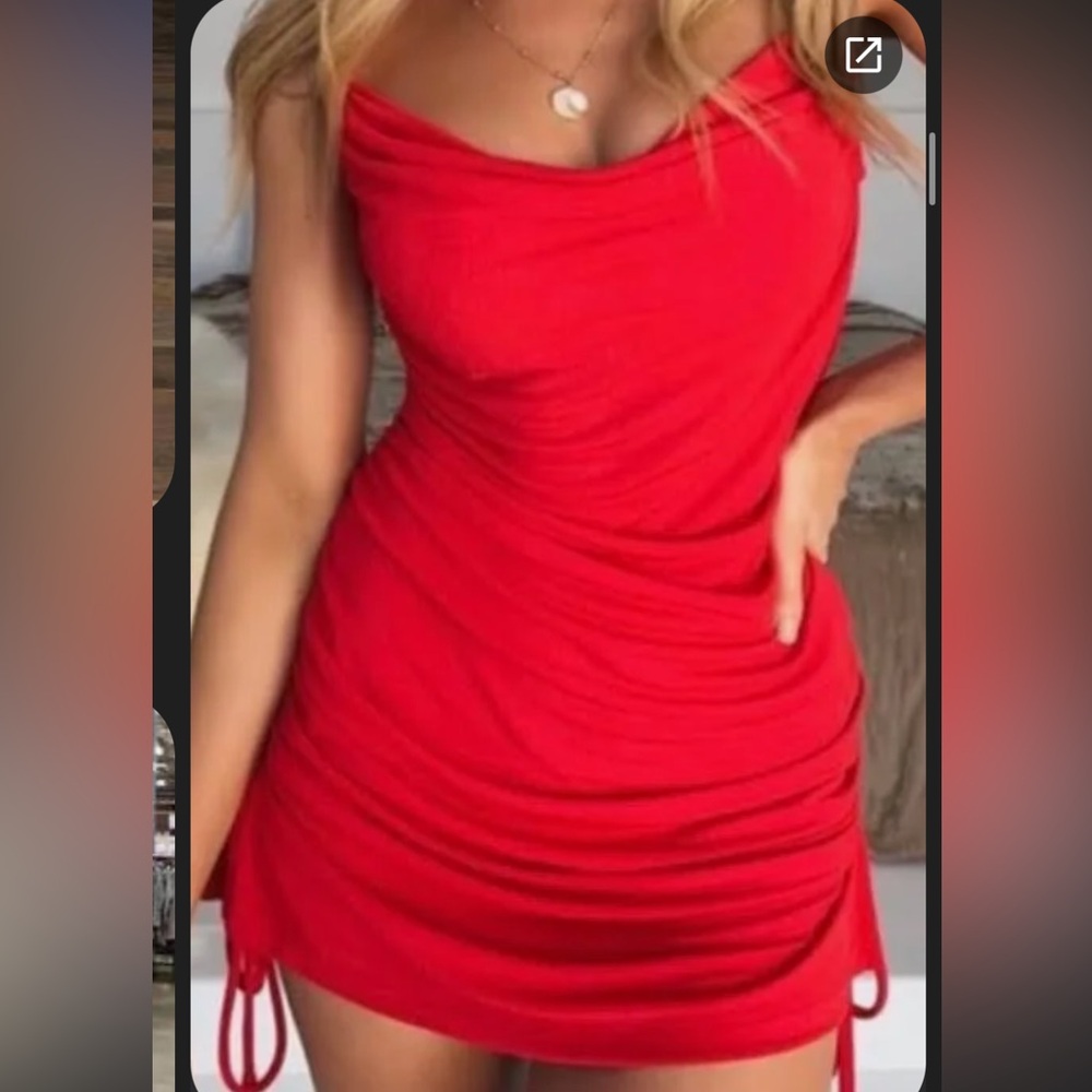 Tiger Mist Red Ruched Bodycon Dress